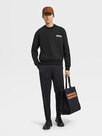 Zegna Navy Blue High Performance Wool Joggers In Black