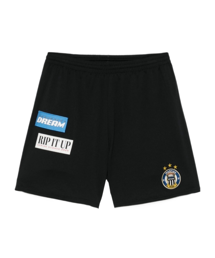 Martine Rose Tech Jersey Football Shorts Patches In Black