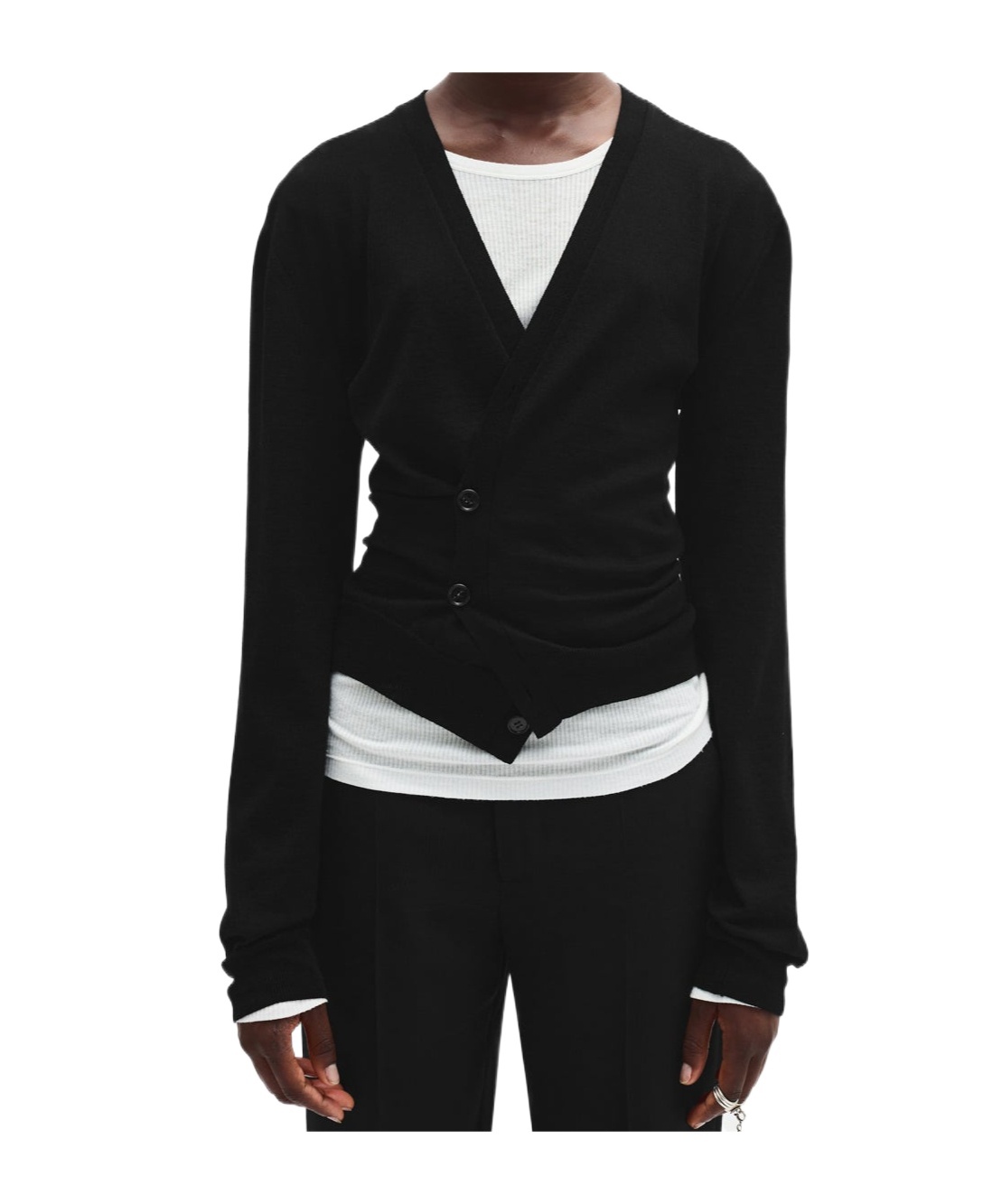 Ann Demeulemeester Zofia Asymmetric Spliced Cardigan In Black