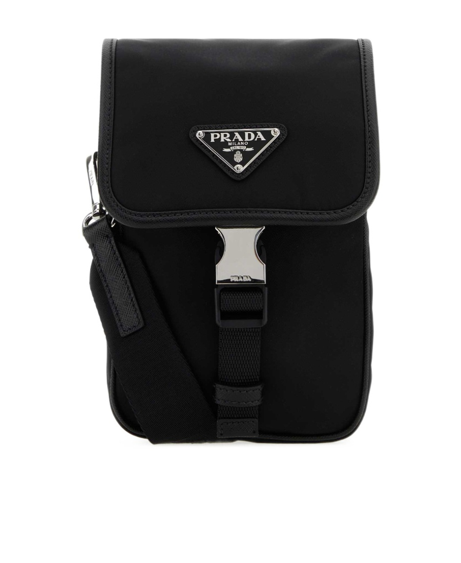 Prada Re-nylon And Saffiano Leather Shoulder Bag In Black