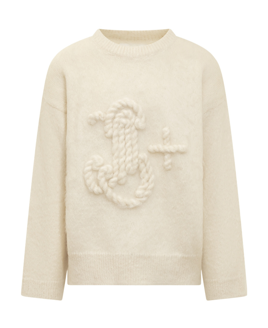 Jil Sander Man Sweater Cream Size 38 Mohair Wool, Polyamide In Nude