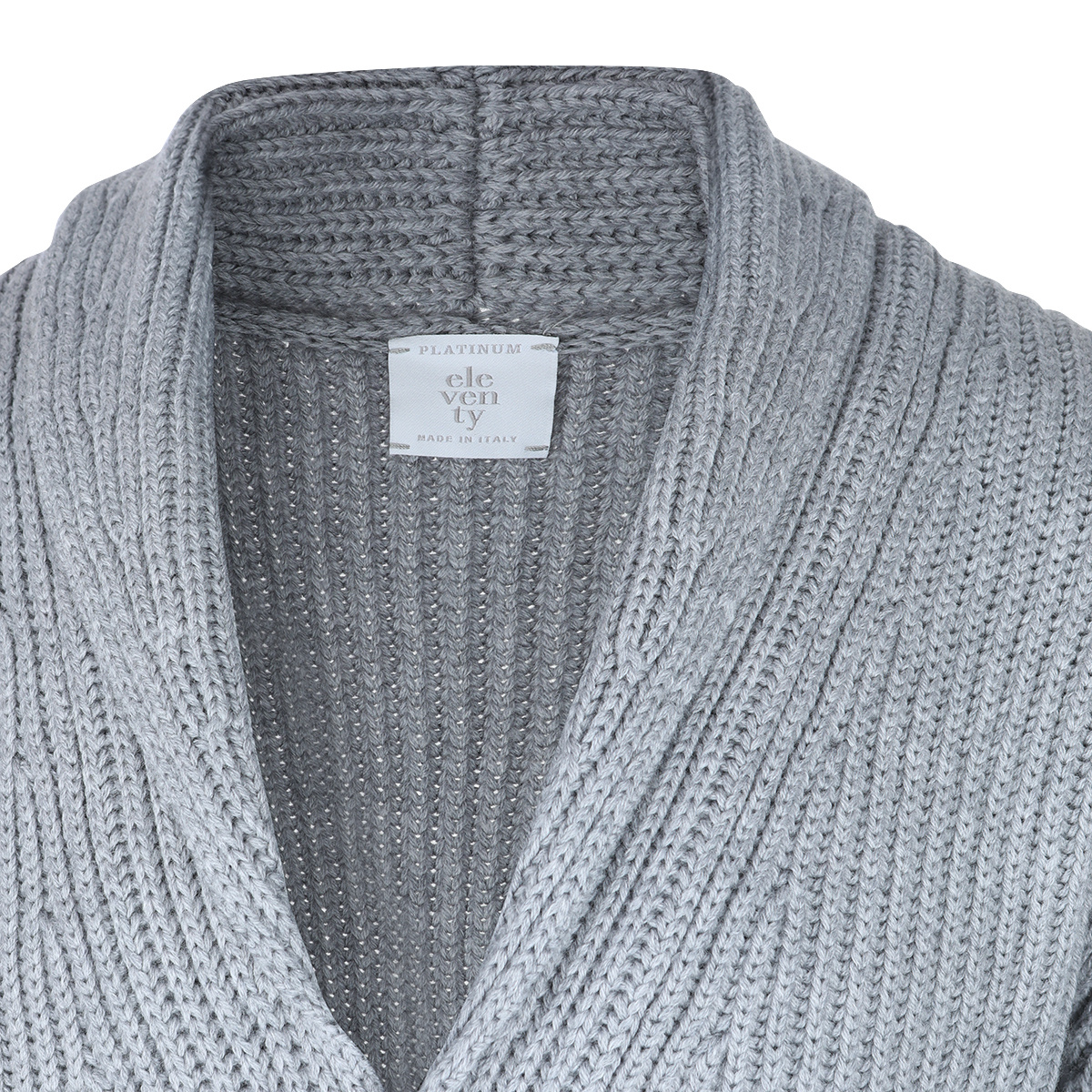 Eleventy Ribbed Texture Shawl Collar Long Sleeves In Gray