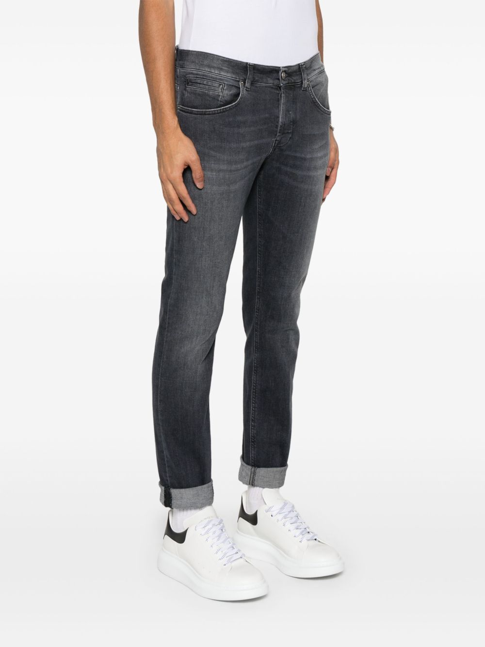 Dondup Grey Denim Jeans With Concealed Fly In Black
