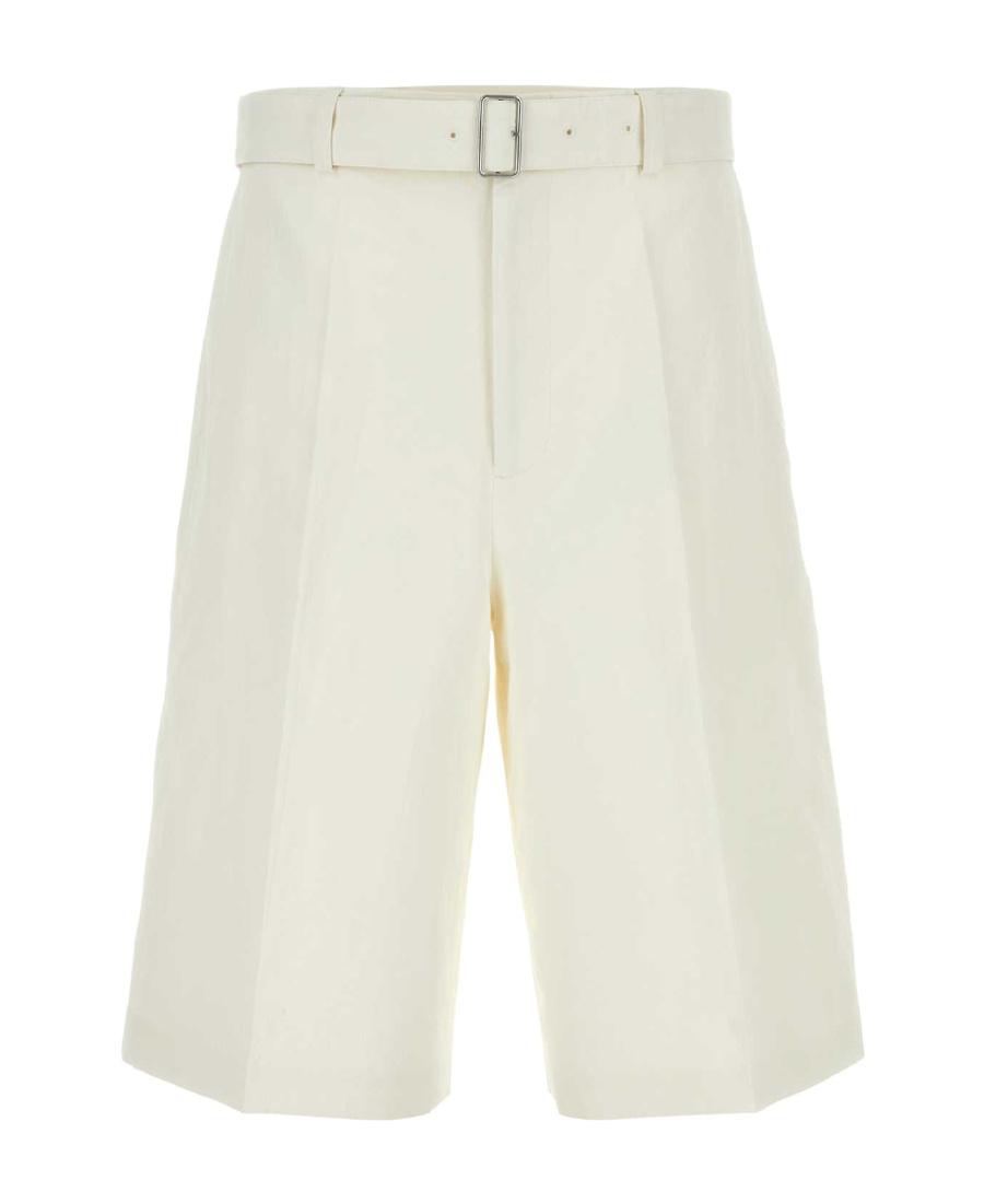 Jil Sander Flared Linen Bermuda Shorts In White