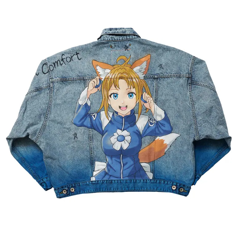 Doublet Anime Hand-printing Denim Jacket In Blue
