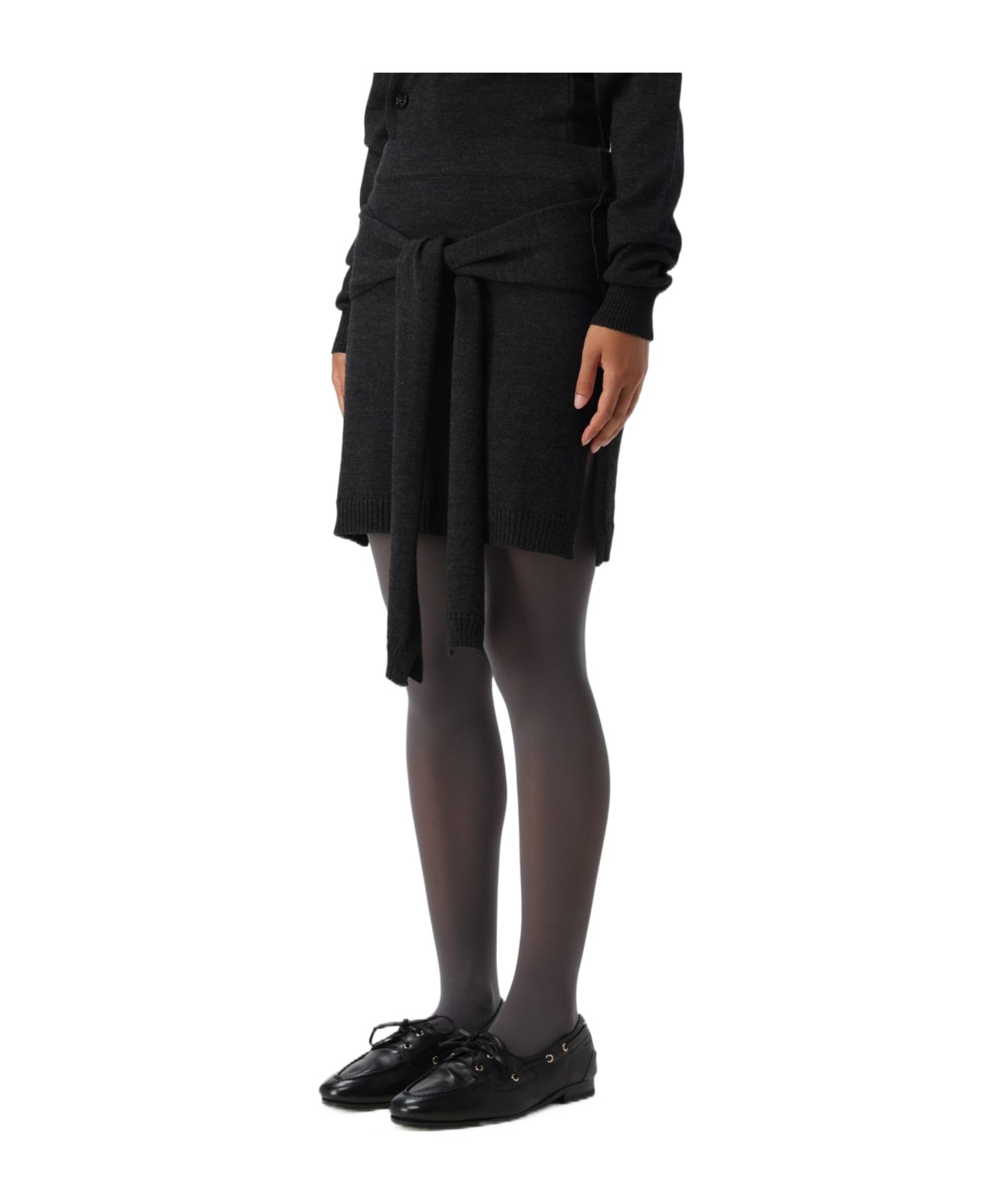 Lemaire Trompe Loeil Knotted Mini Skirt In Black