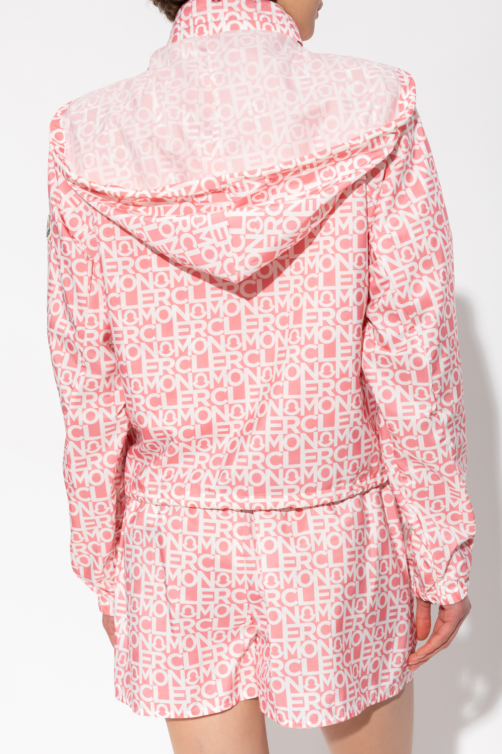 Moncler Logo-print Zip-up Jacket In Pink