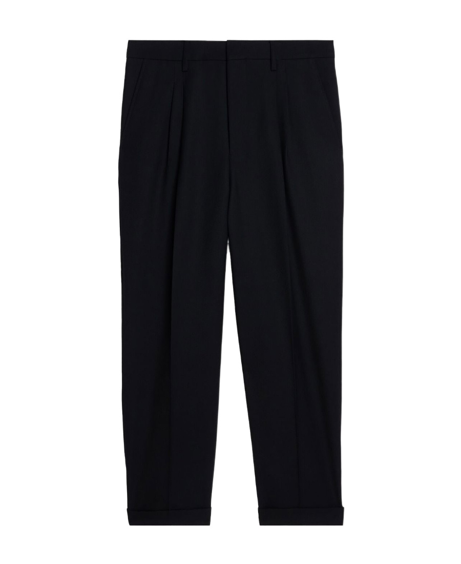 Shop Ami Alexandre Mattiussi Ami Pleated Turn-up Brim Trousers In Black