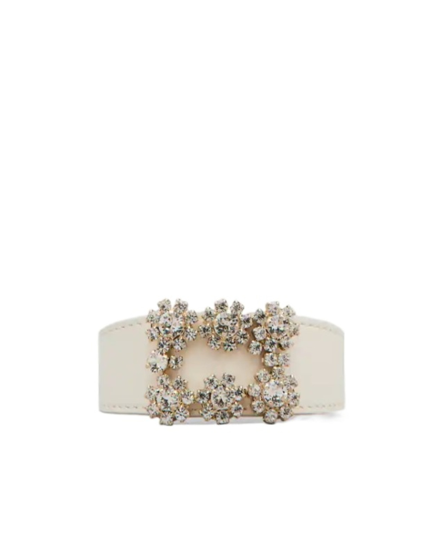 Roger Vivier Flower Strass Buckle Bracelet In White