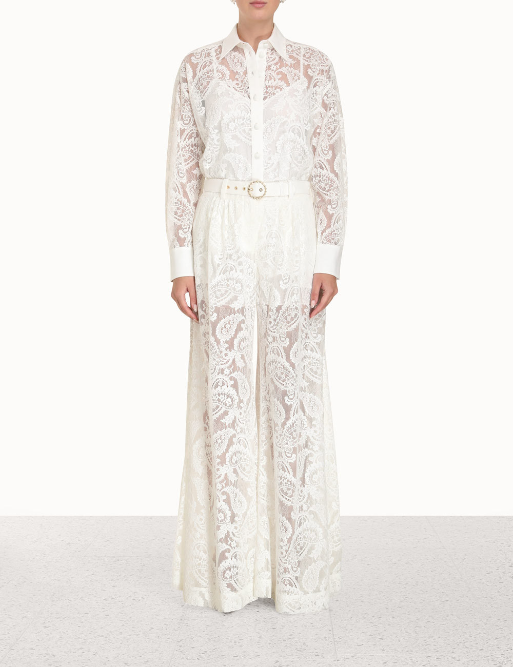 Shop Zimmermann Wonderland Lace Shirt In White