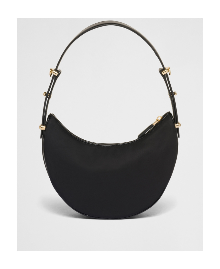 Prada Arqué Re-nylon And Brushed Leather Shoulder Bag In Black