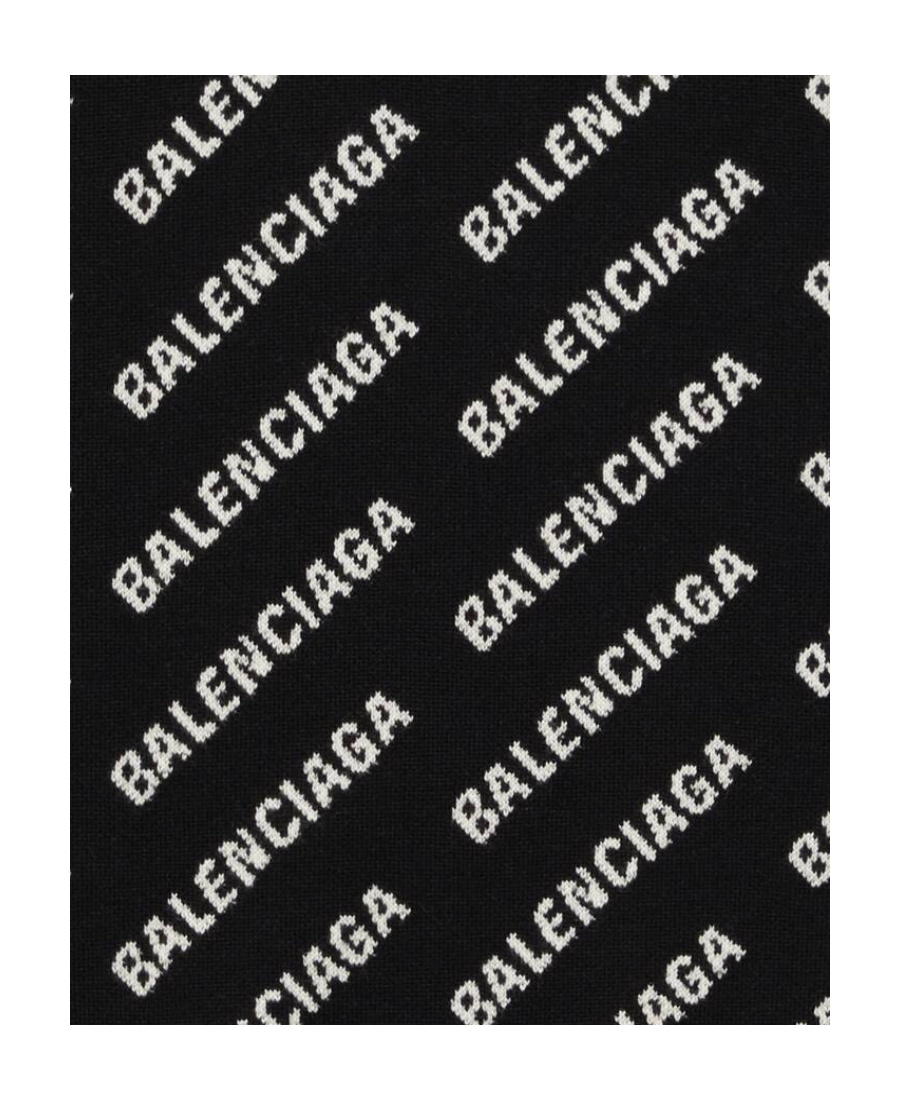 Balenciaga All-over Intarsia-knit Logo Jumper In Black