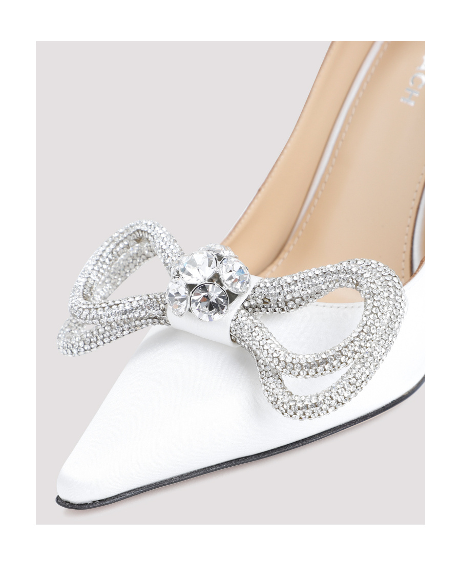 Machmach Double Bow 110mm Satin Pumps In Nude
