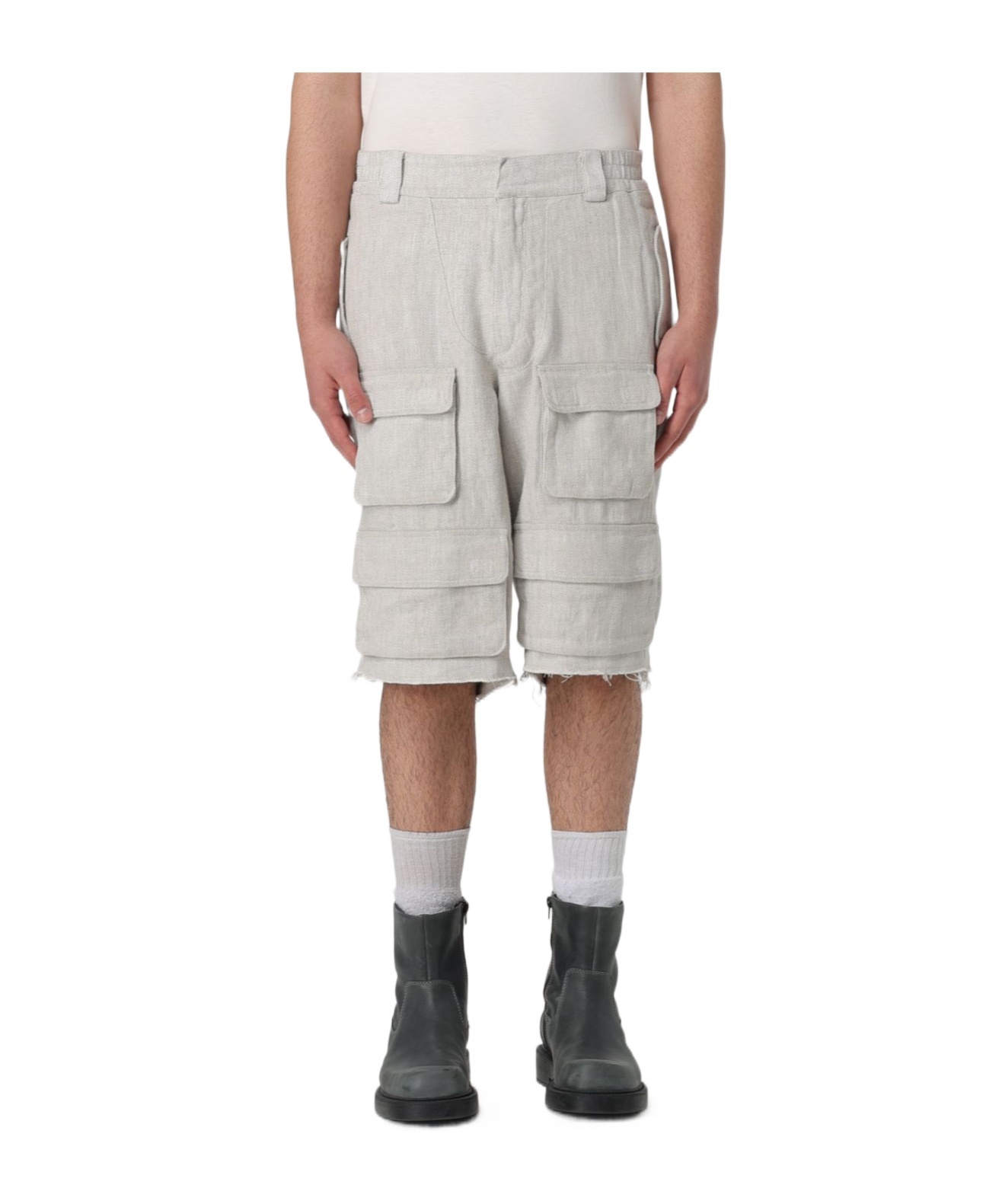 Misbhv Linen Blend Cargo Shorts In Multicolor