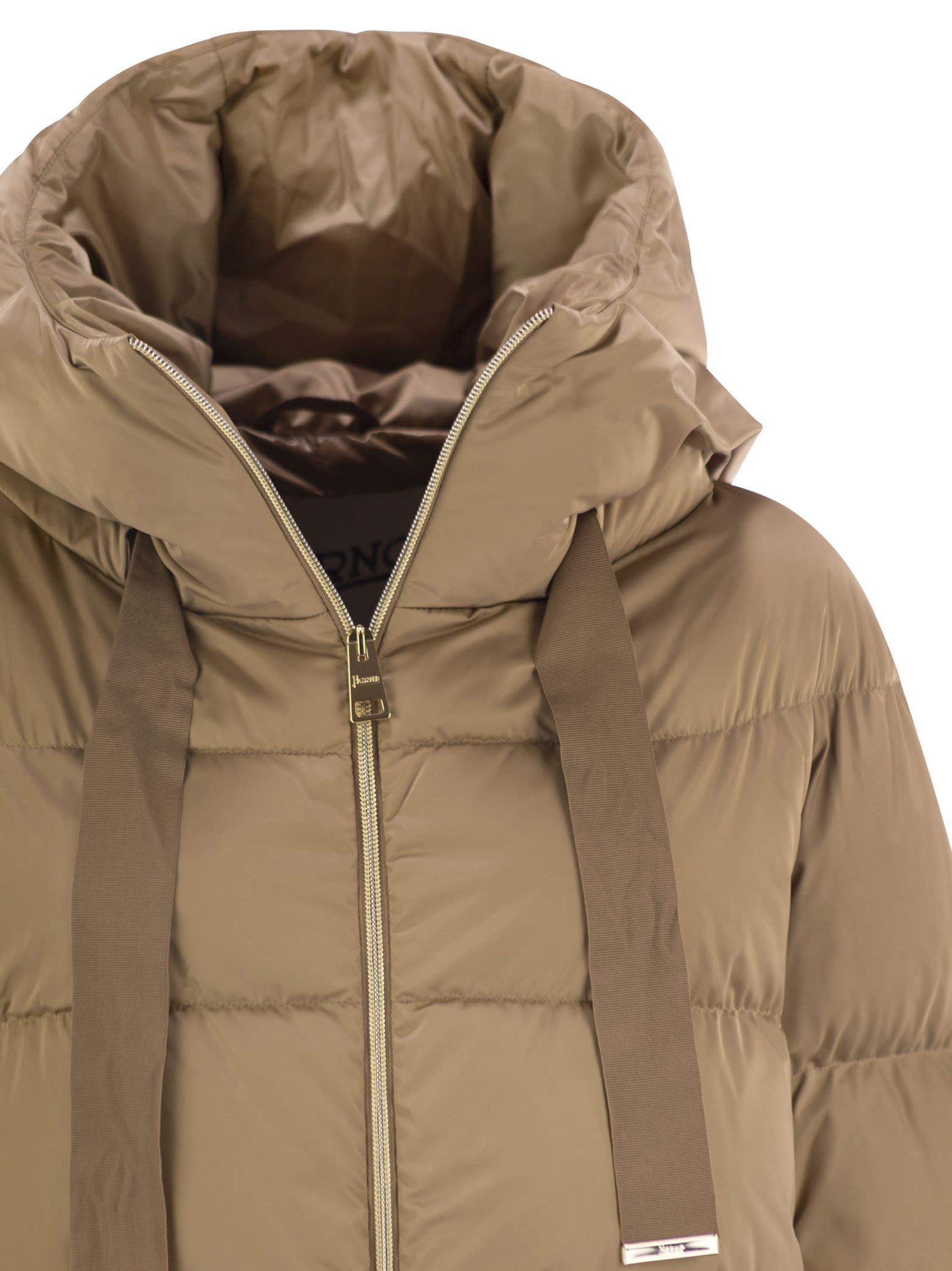 Herno Women A-shape Down Jacket With Hood In Brown