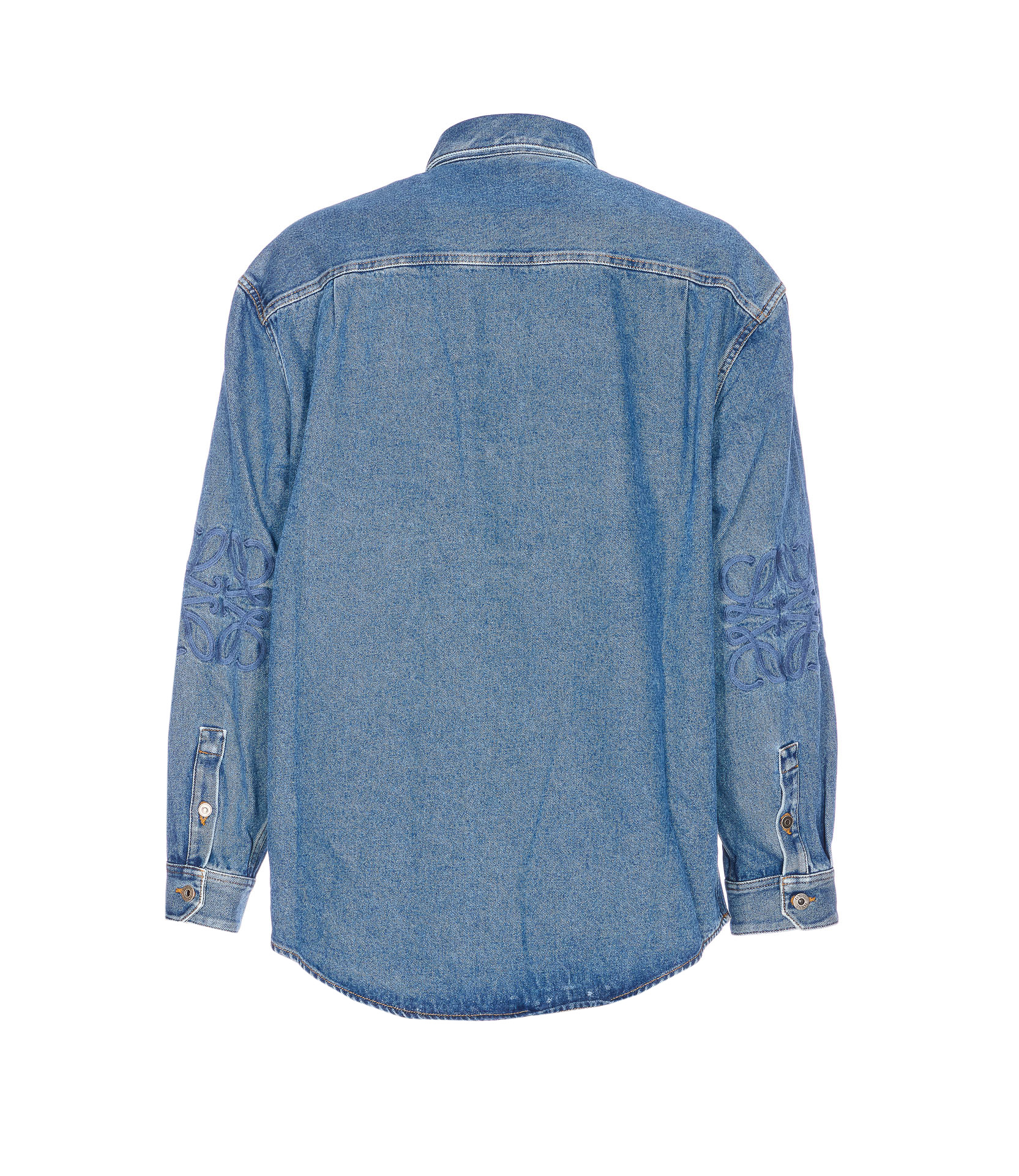 Loewe Long Sleeve Denim Shirt With Chest Pocket In Blue