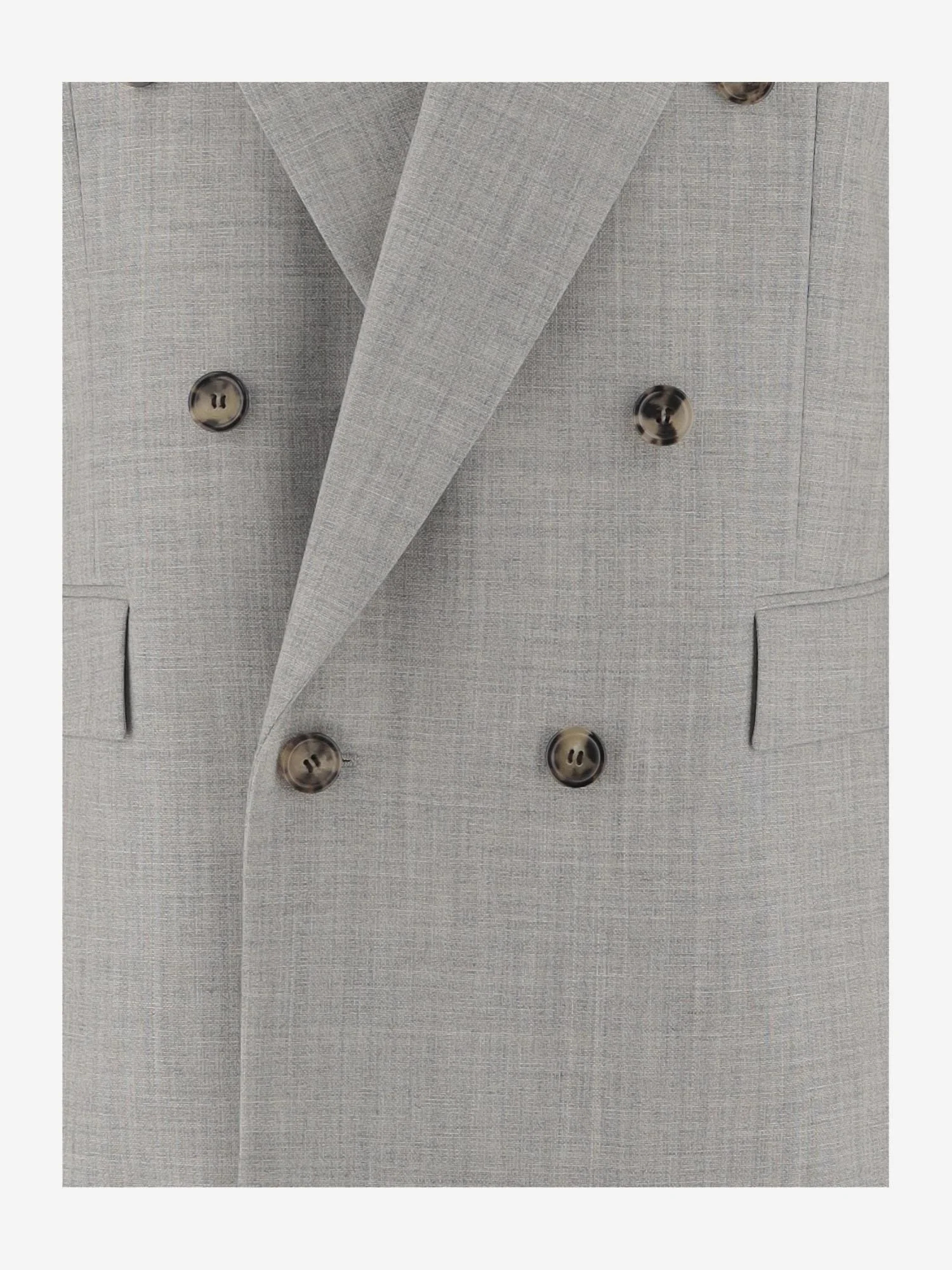 Saint Laurent Double-breasted Wool Blazer In Gray