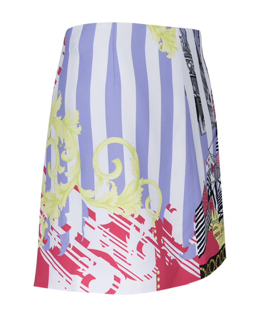 Versace Stripe Print Skirt In Multicolor