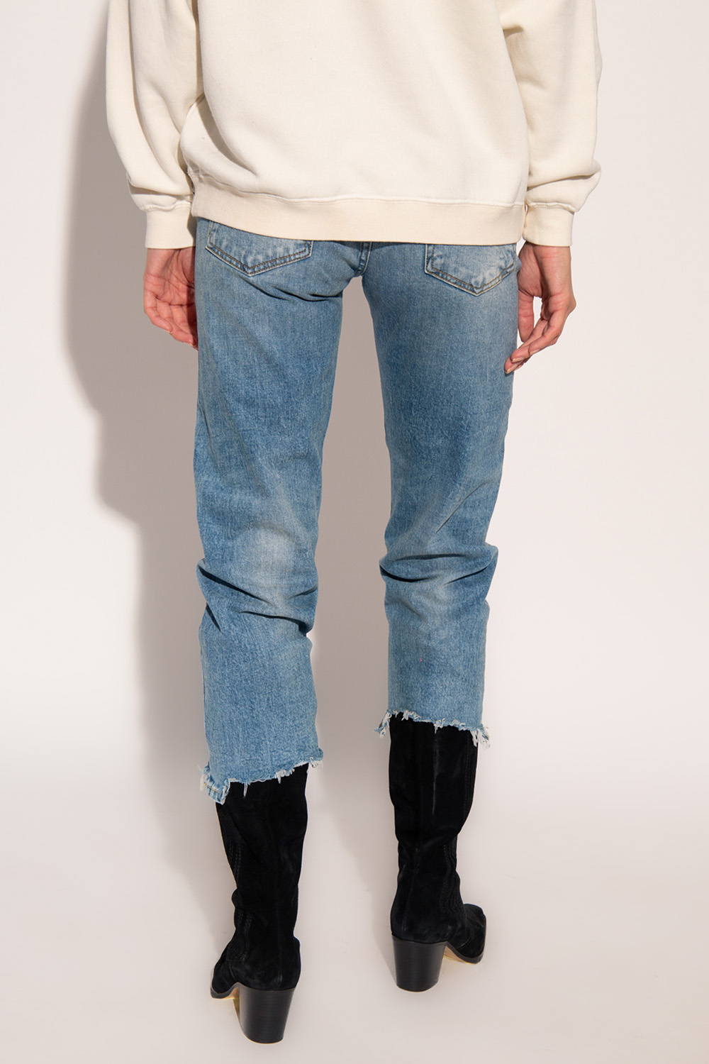 R13 Distressed-edge Straight-leg Jeans In Gray