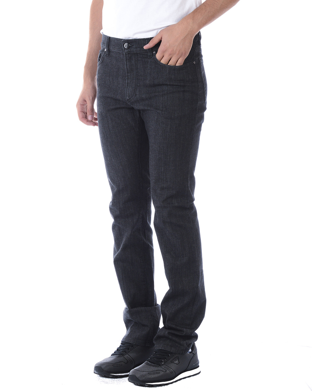 Versace Straight Tube Slim Jeans In Blue