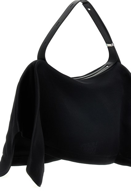 Issey Miyake Enveloping Square Satin Shoulder Bag In Black