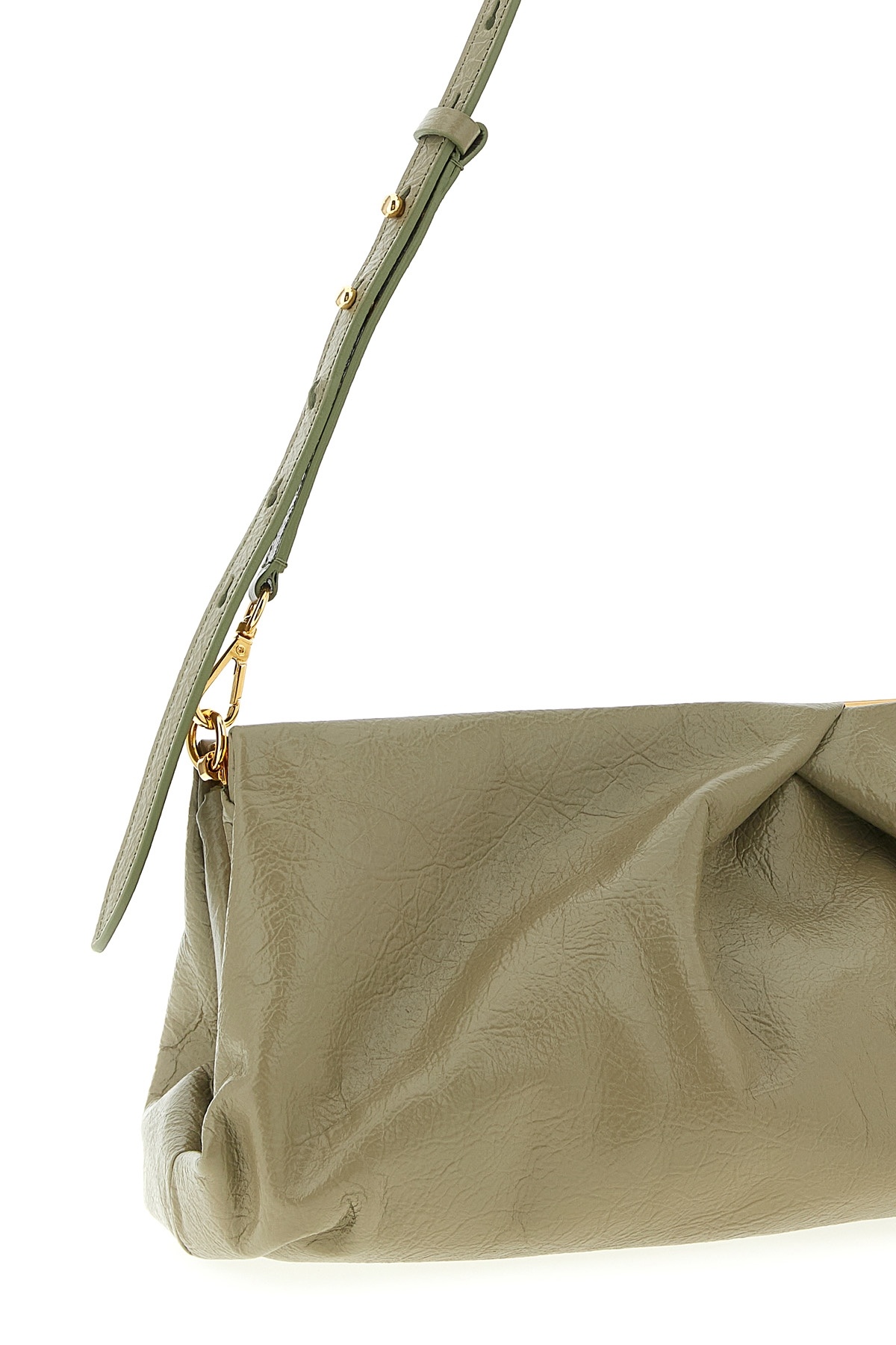 Dries Van Noten Large Textured Clutch Adjustable Strap In Green