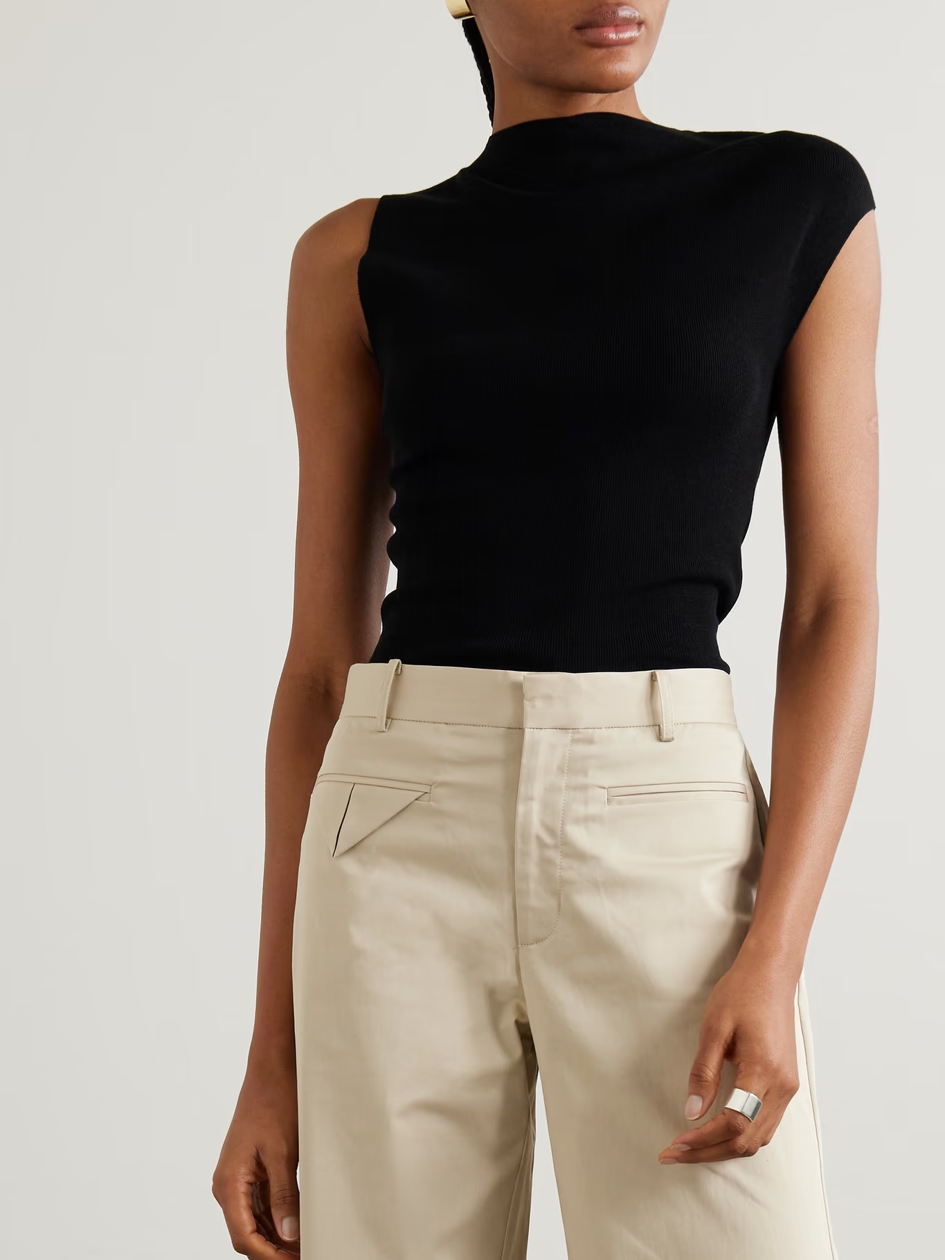 St Agni Asymmetric Ribbed-knit Top