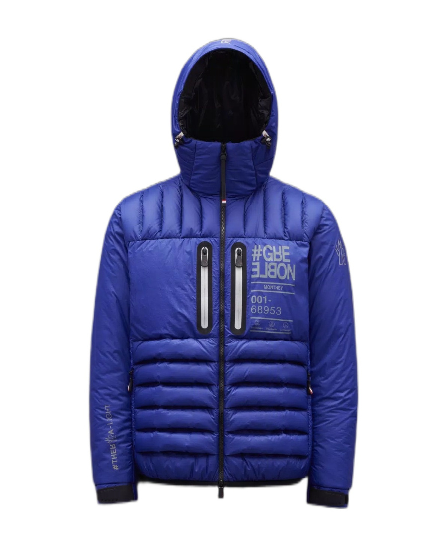 Moncler Logo-print Down Puffer Jacket In Blue