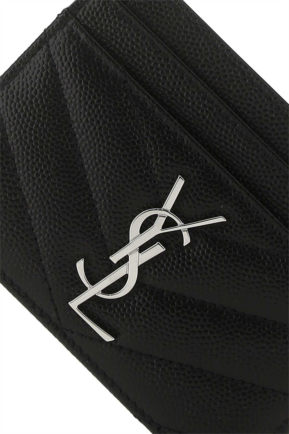 Saint Laurent Monogram Grained-leather Cardholder In Black