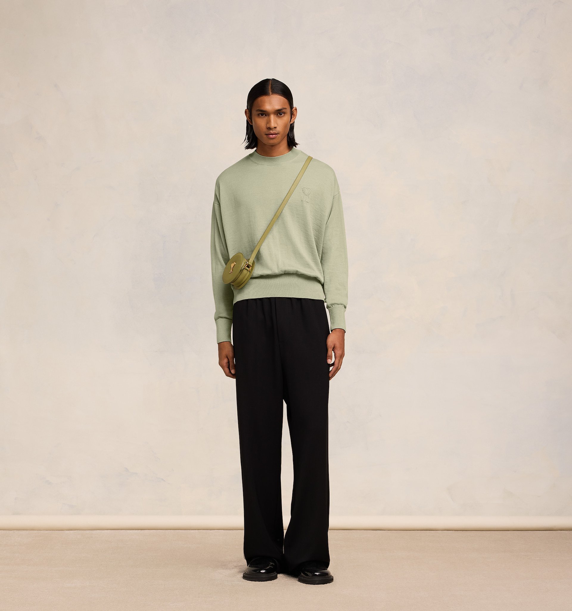 Ami Alexandre Mattiussi Embroidered Wool Sweater In Nude