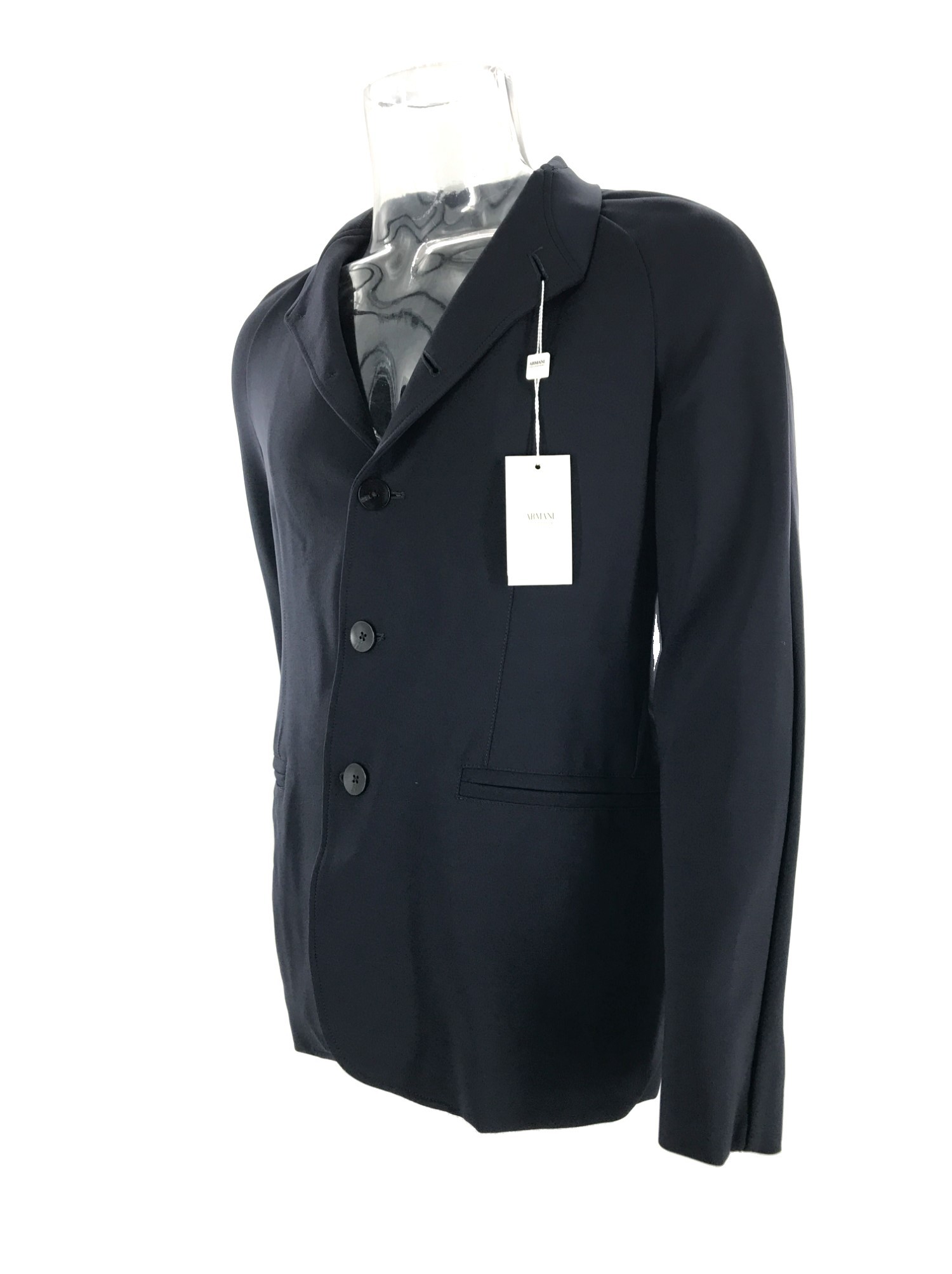 Armani Collezioni Long Sleeved Lapel Suit Jacket In Black