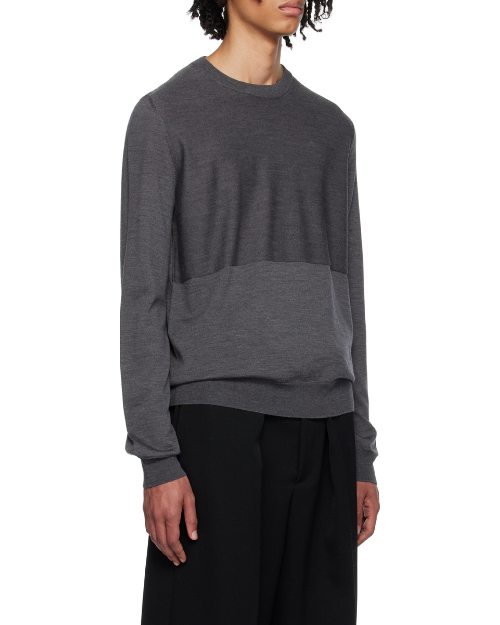 Jil Sander Rib Round Neck Sweater In Black