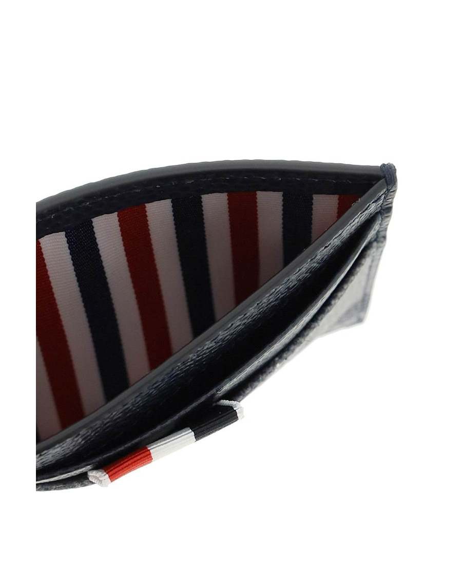 Thom Browne Check-printed Cardholder In Gray