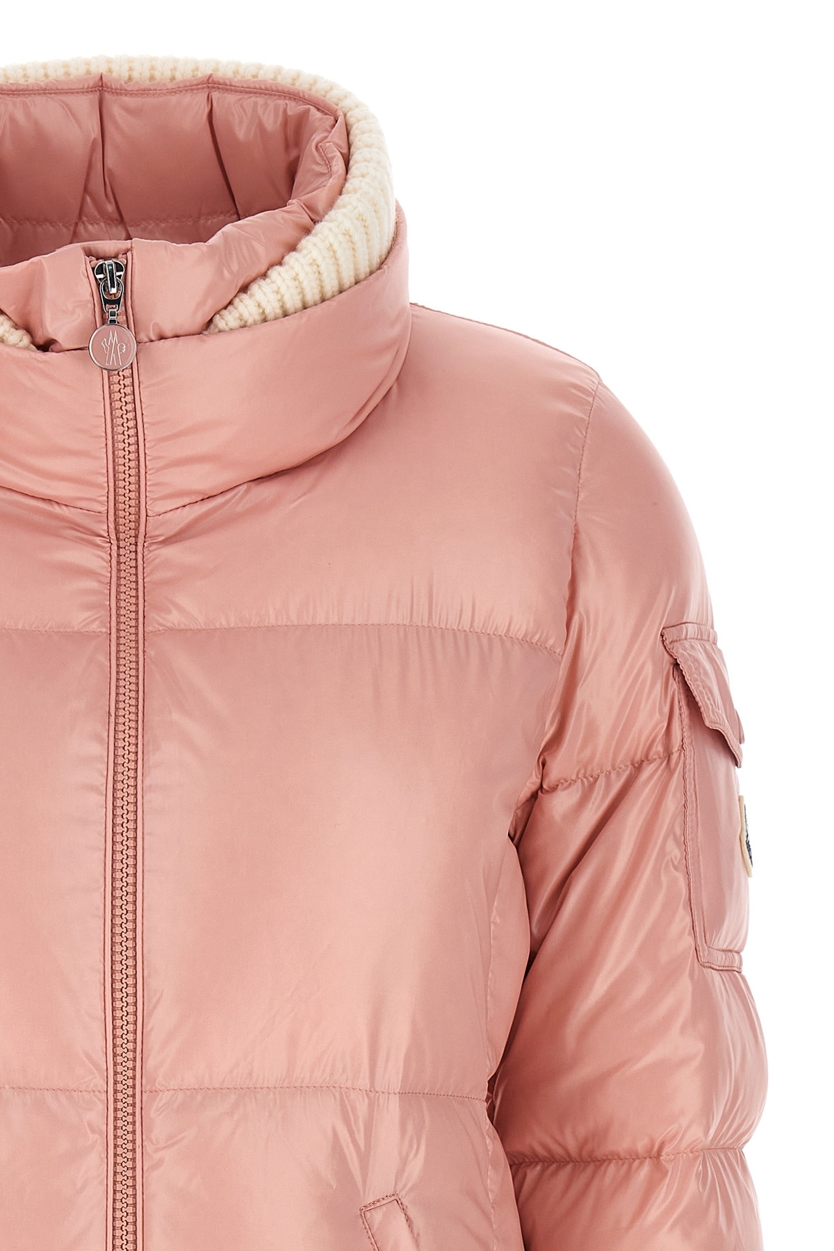 Moncler Logo-patch Padded-design Jacket In Pink