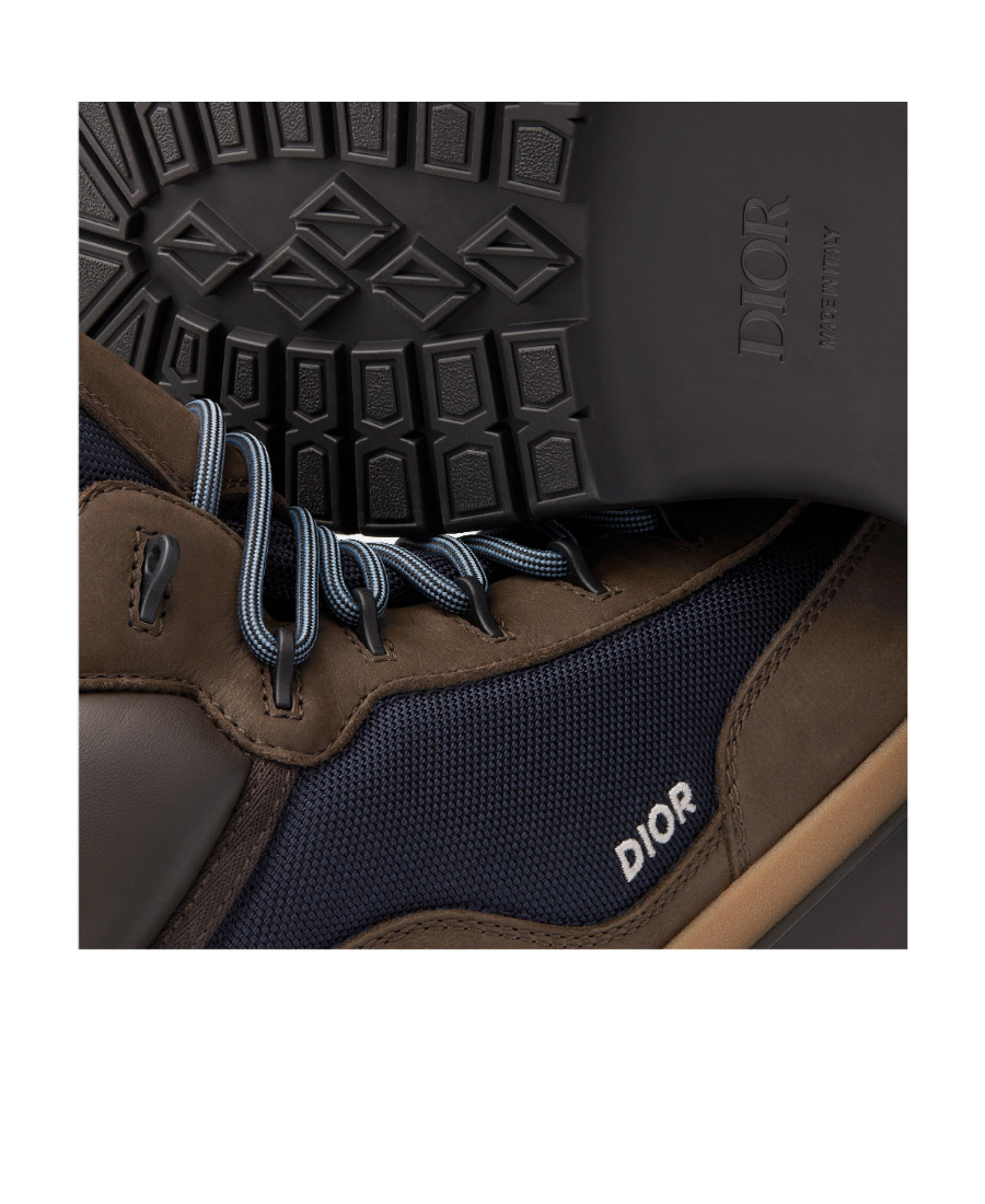 Dior Logo Round Head Lacing Splicing Boots In Green