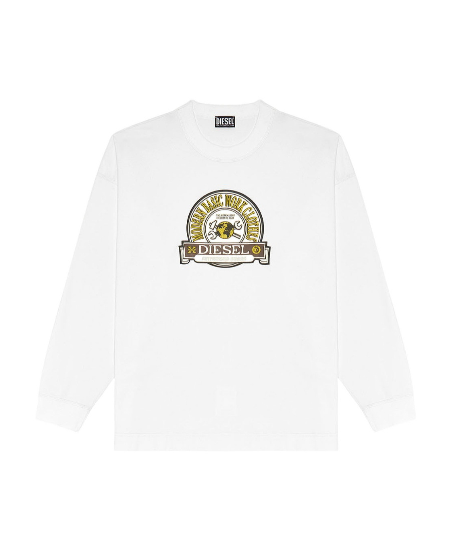 Diesel Crewneck S-patchy Sweatshirt With Deboosed Patch In White
