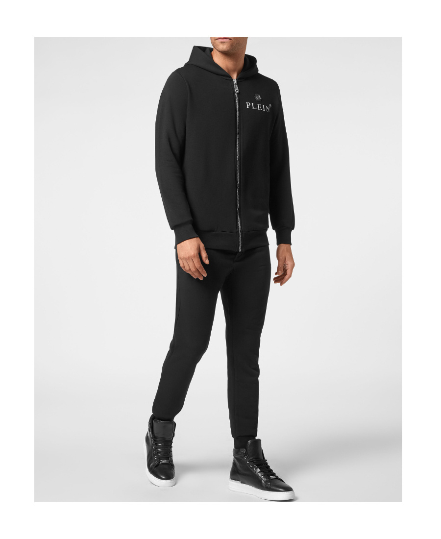 Philipp Plein Black Hoodie With Logo Print In Black