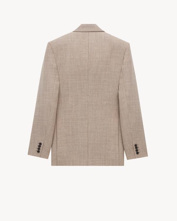 Saint Laurent Double-breasted Wool Blazer In Brown