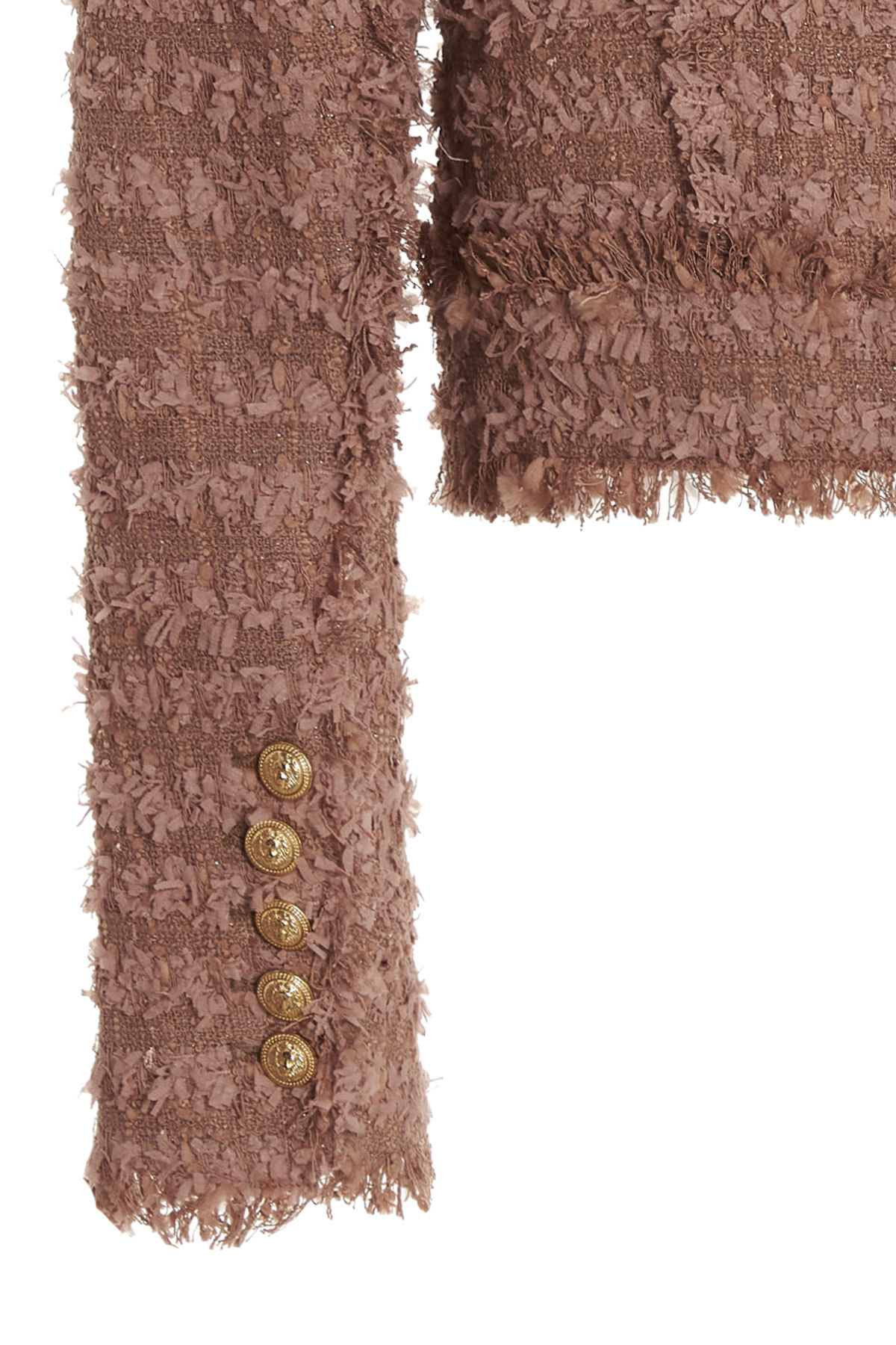 Balmain Single-breasted Tweed Jacket In Brown