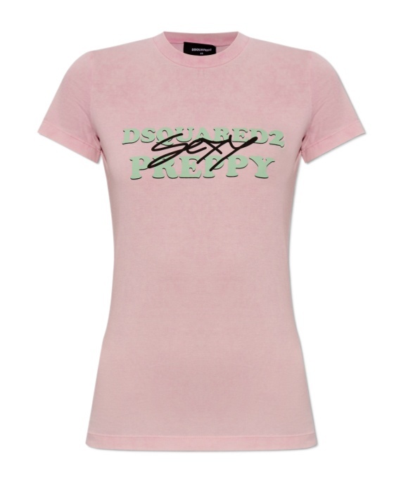 Dsquared2 Acid Wash Sexy Preppy Printed T-shirt In Nude