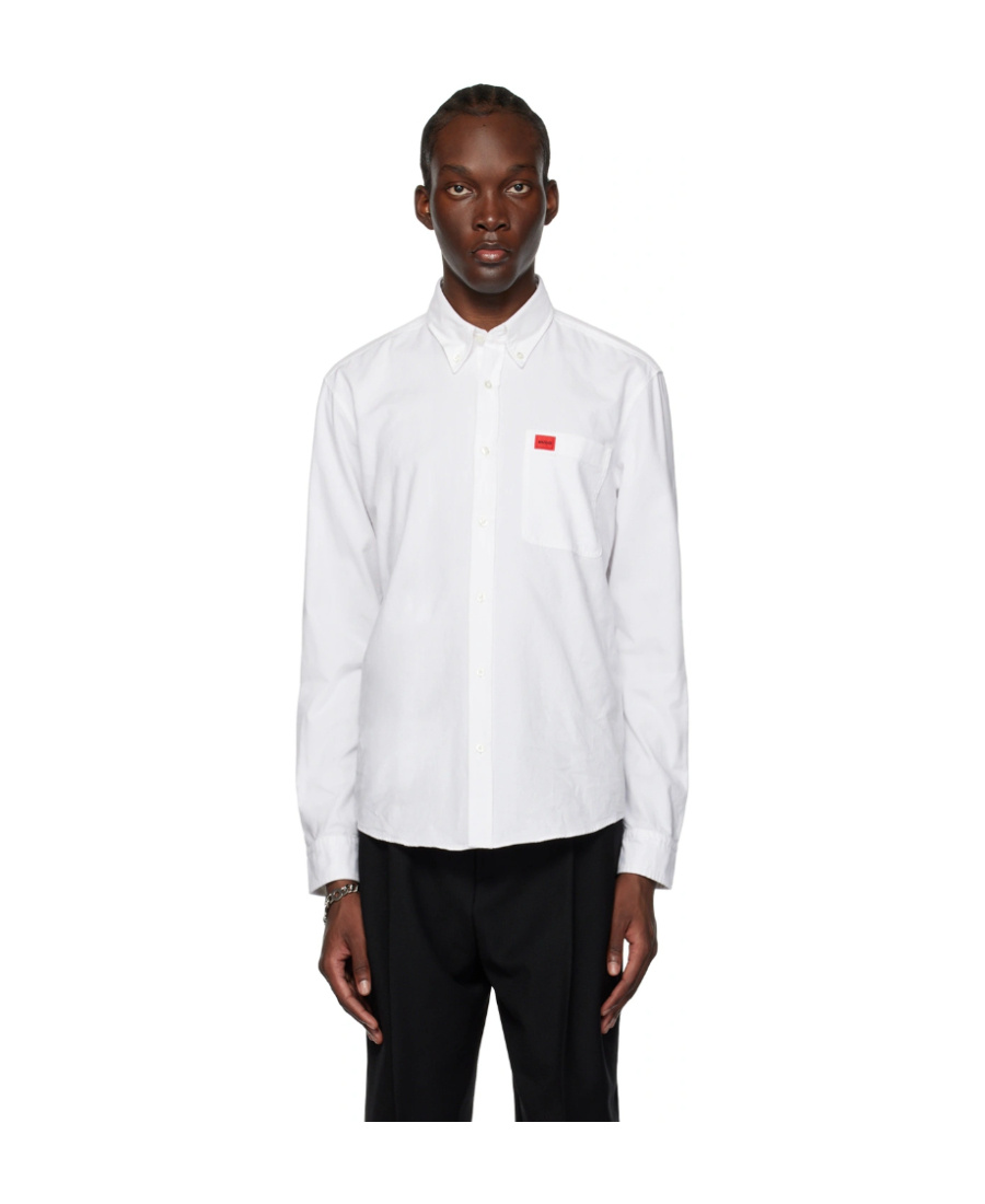 Hugo Boss Logo-appliqué Cotton Shirt In White