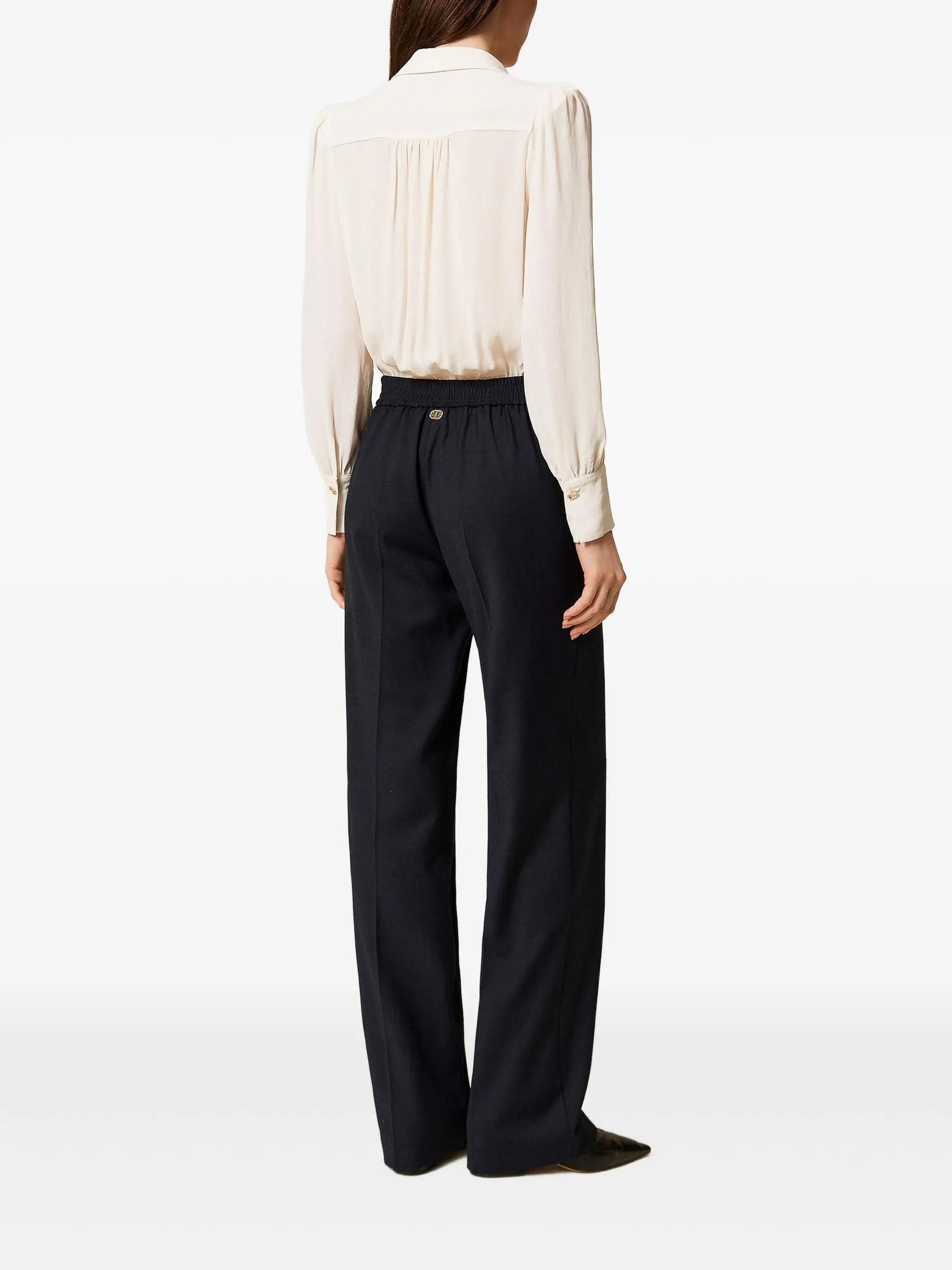Twinset Wide-leg Side-pocket Trousers In Black