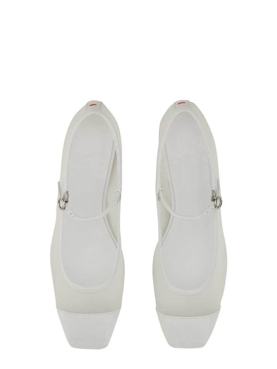 Aeyde Uma Square Toe Mary Jane Flats In White