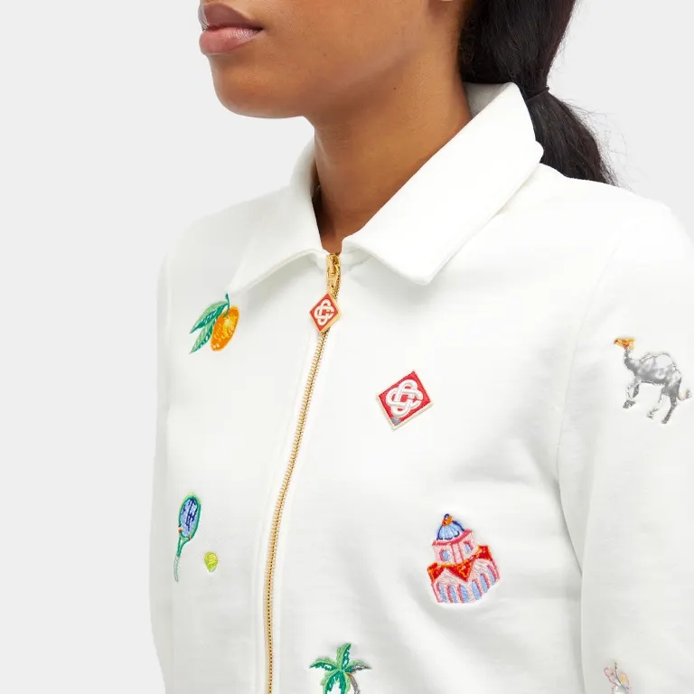 Casablanca Elements En Crayon Cropped Jacket In White