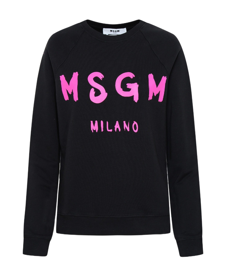 Msgm Logo-print Cotton Sweatshirt In Black