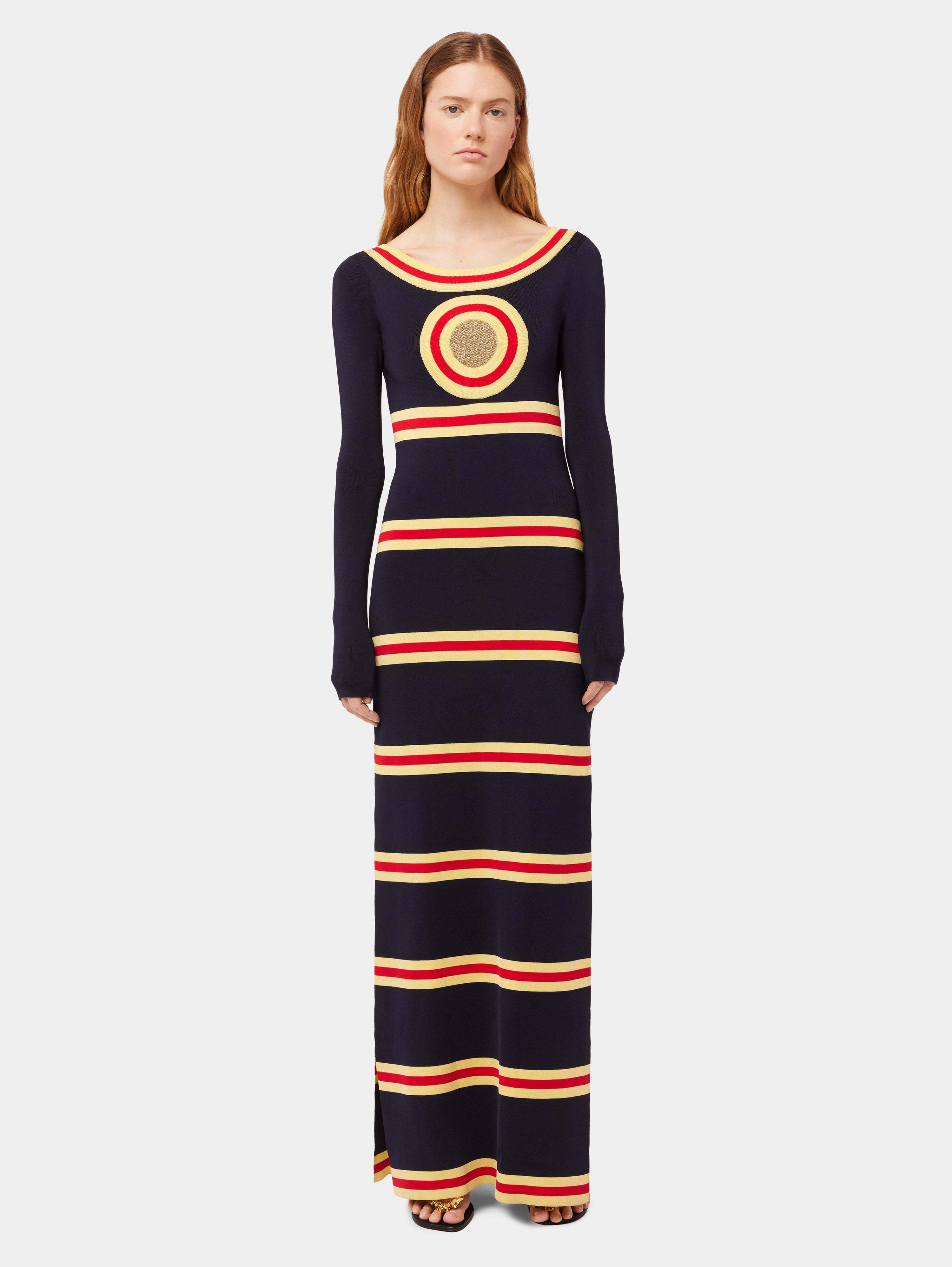Rabanne Logo Long-sleeved Dress In Black