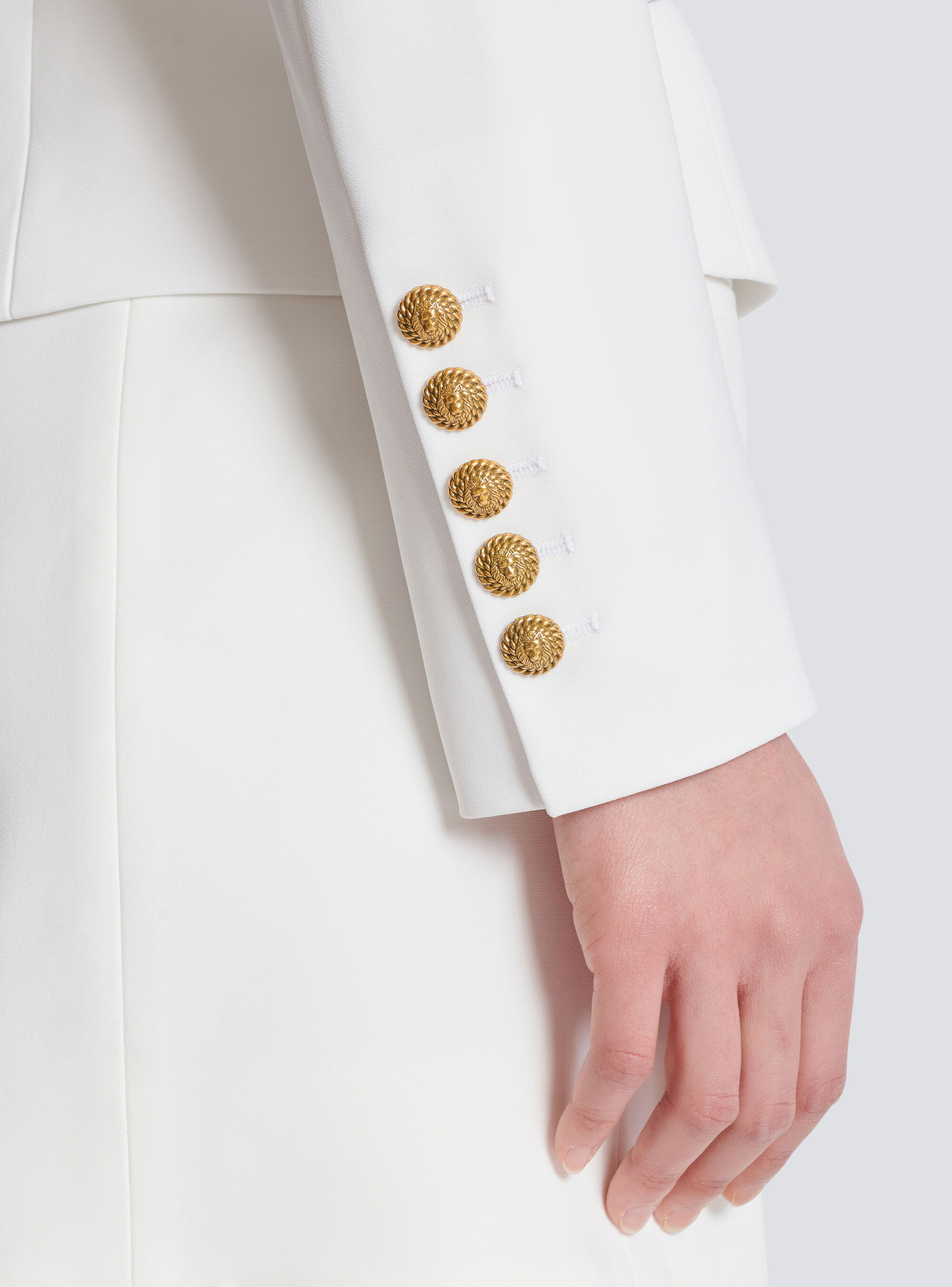 Balmain 6-button Two-tone Jacket In White