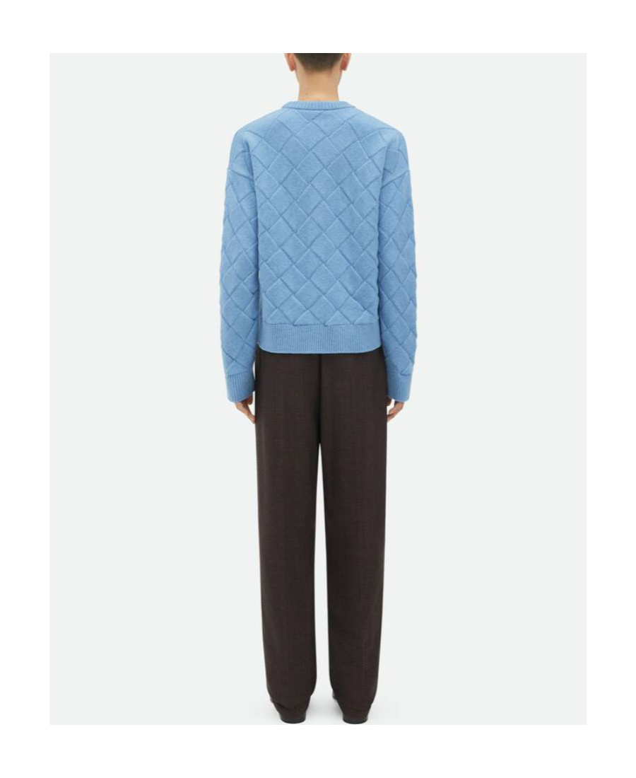 Bottega Veneta Intreccio Pattern Woolen Sweater In Blue