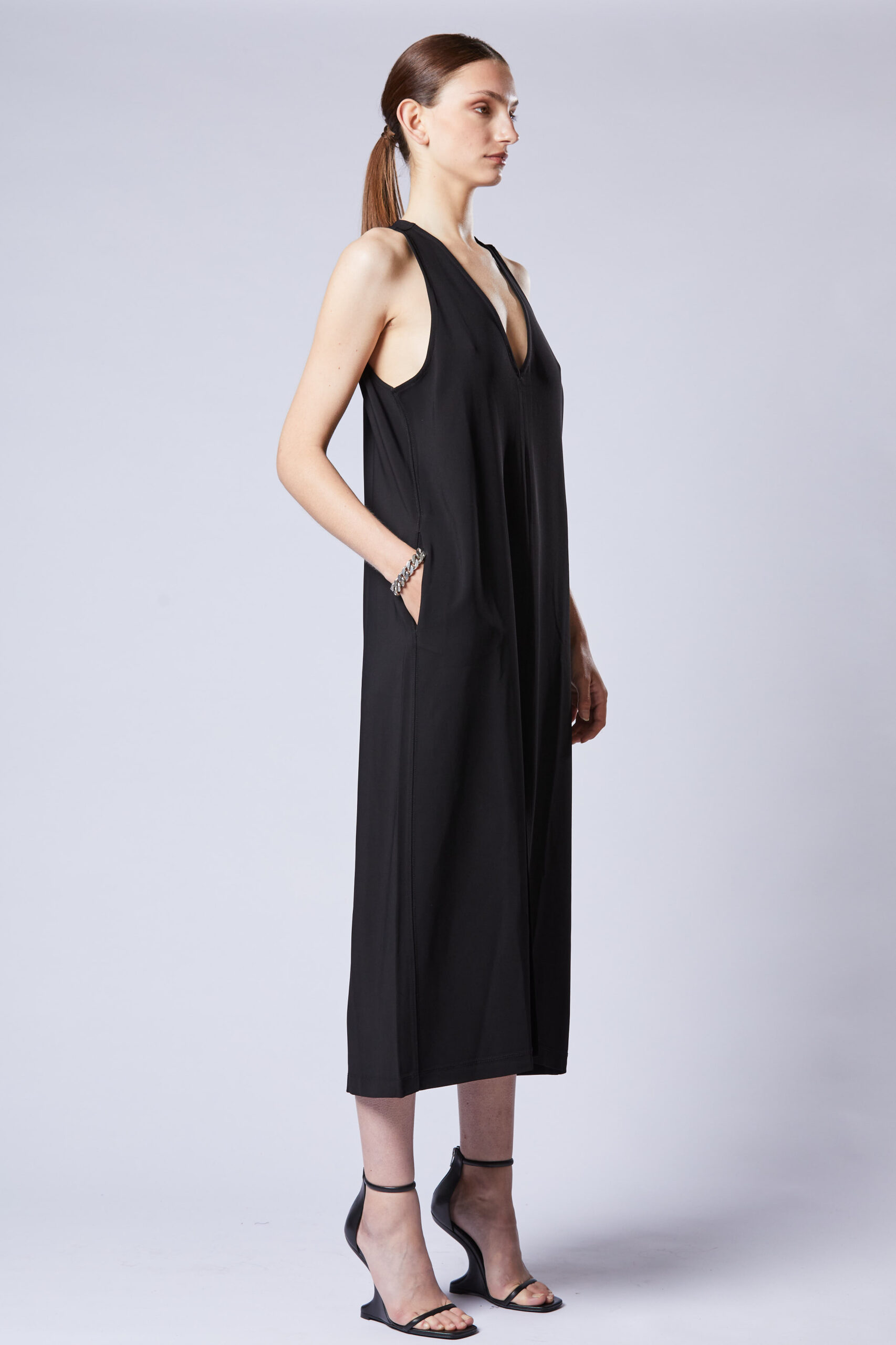 Thom Krom Crepe Shift Midi Dress In Black