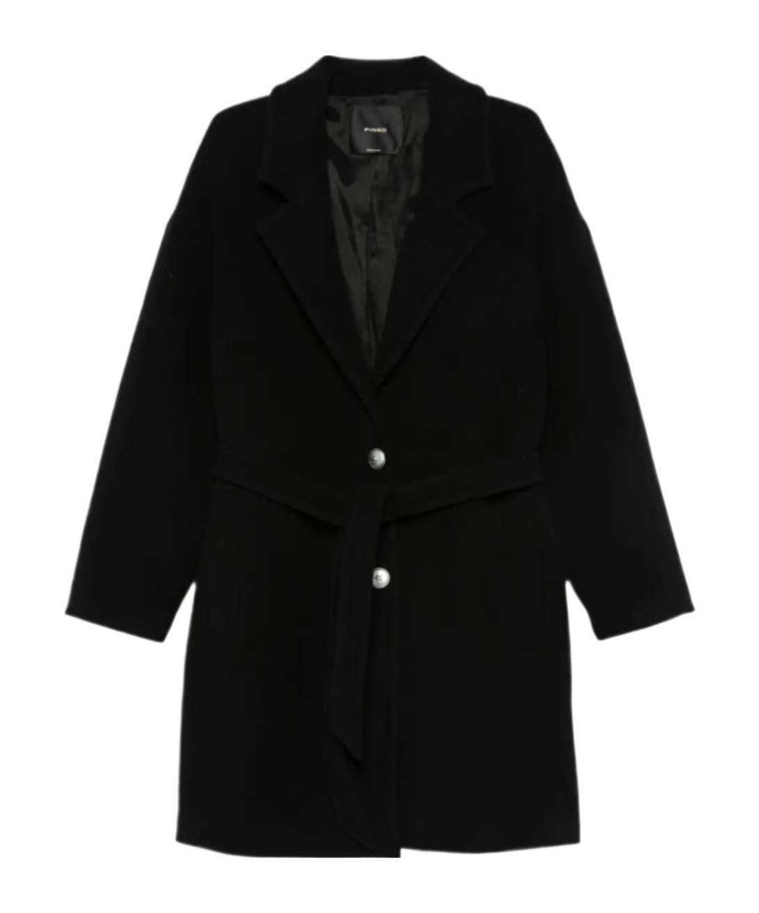 Pinko Belted Button-fastening Coat In Black
